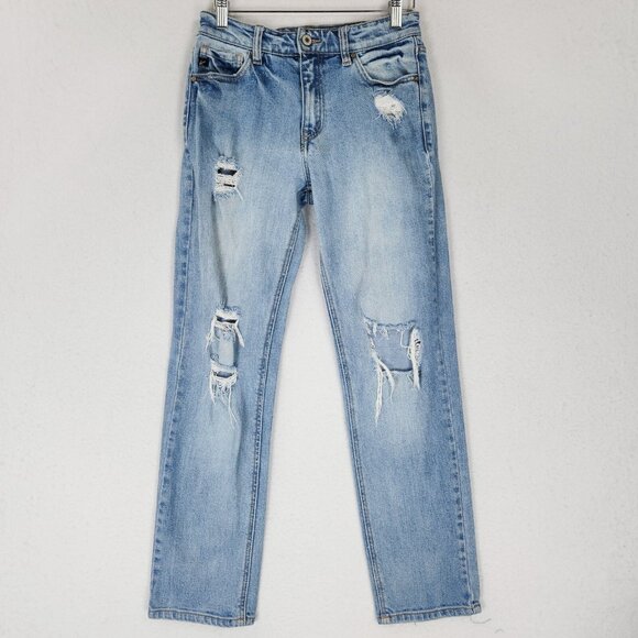Kancan Jeans Women 26 Blue Straight Leg Distressed Mid Rise Classic Casual Denim - Picture 1 of 12